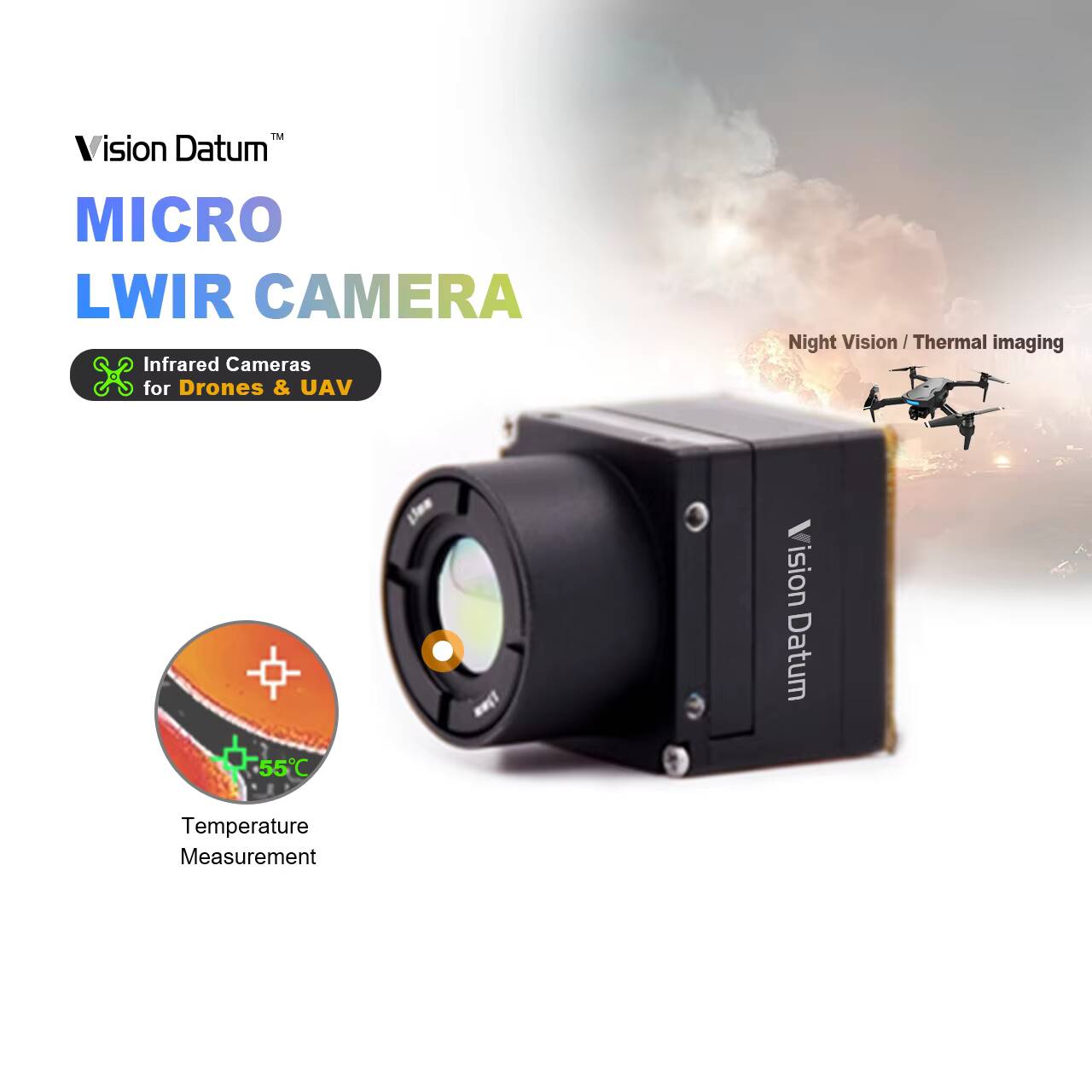 1280X1024 LWIR 12Um غير مبرد E - مراجعة Thermal Imager Drone Gimbal وسعره